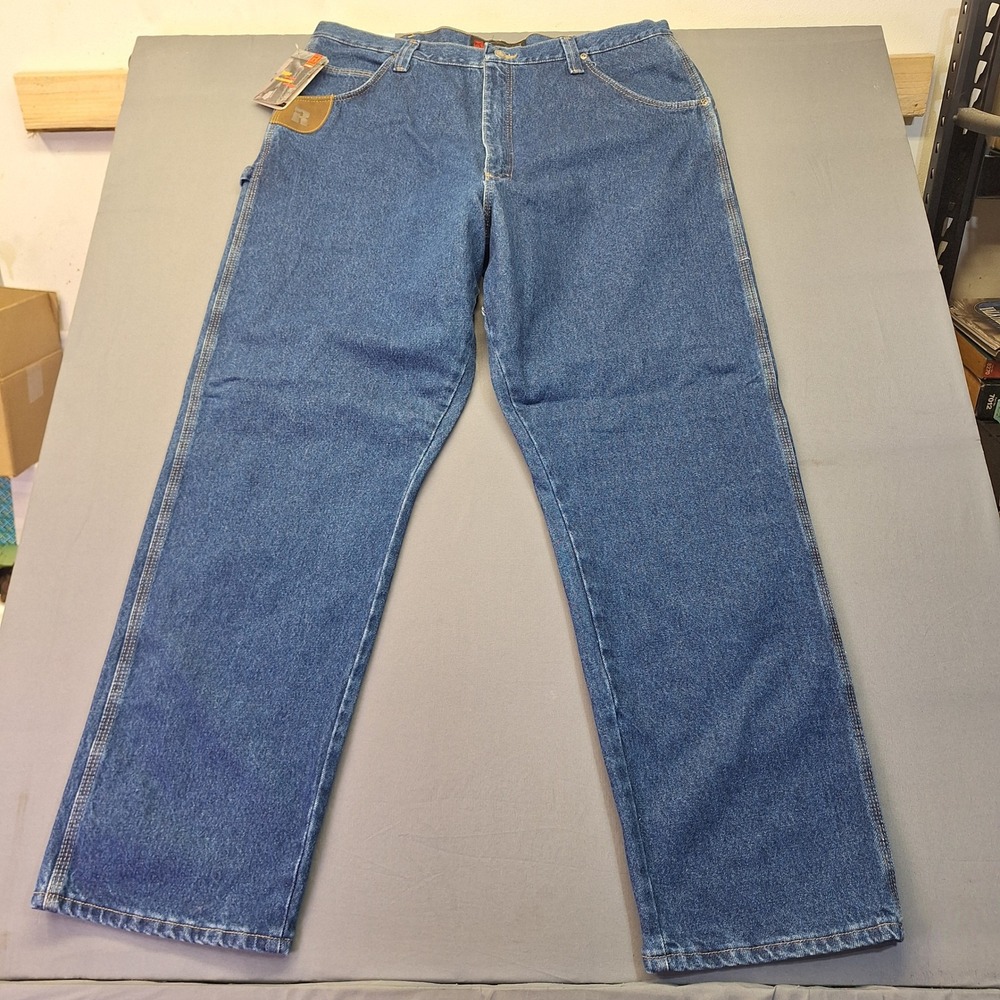 Riggs Workwear by Wrangler Mens Work Horse Jeans Relaxed Fit Blue 42x34 3W001AI - Picture 2 of 13